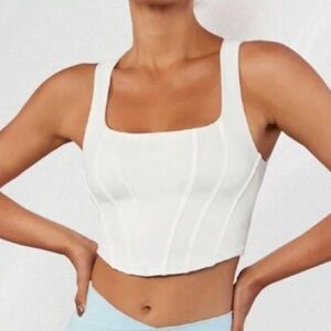 White corset style sports bra